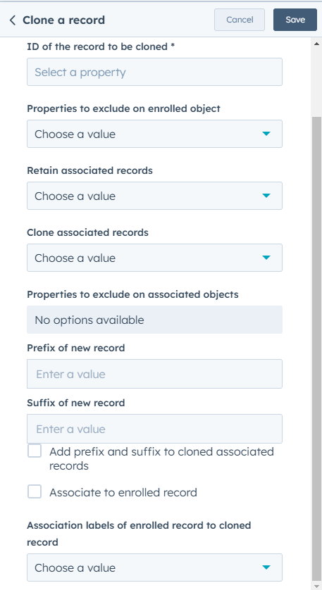 What does the 'Clone a Record' Action do?
