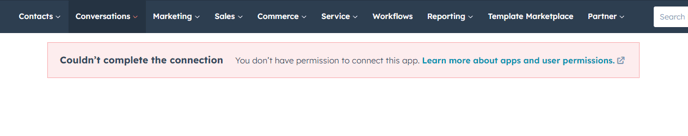 hubspot-install-app-could-complete-the-connection-error