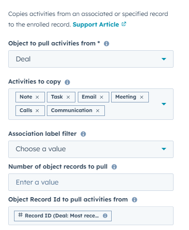 Associate Com Name What does the 'Associated activities from one record to enrolled record ...